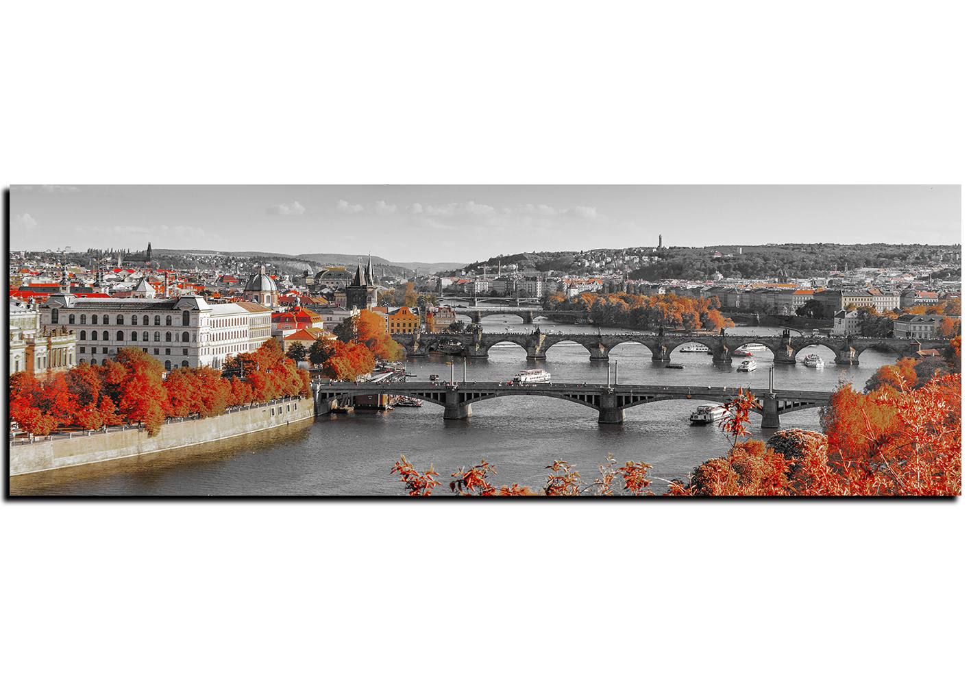 Obraz na plátně - Řeka Vltava a Karlův most - panoráma